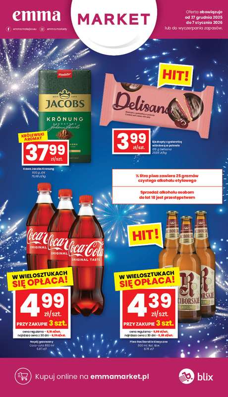 emma MARKET - gazetka promocyjna Gazetka od soboty 27.12 do środy 07.01