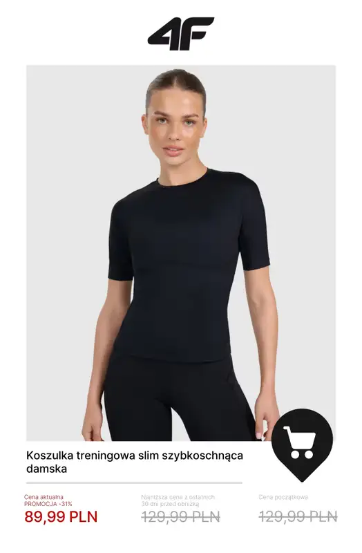 4F - gazetka promocyjna Do -50% na kolekcję treningową – dla niej od wtorku 23.12 do środy 31.12 - strona 4