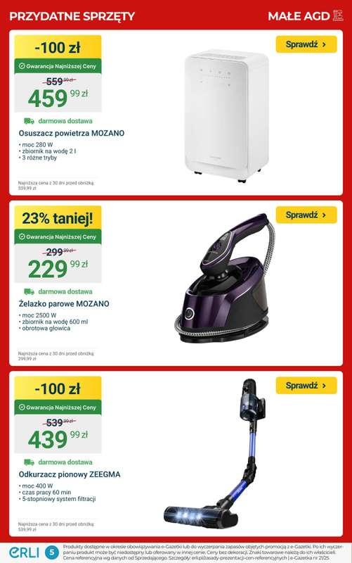 ERLI - gazetka promocyjna HITY CENOWE – małe AGD, meble i wyposażenie! od soboty 20.12 do niedzieli 04.01 - strona 5
