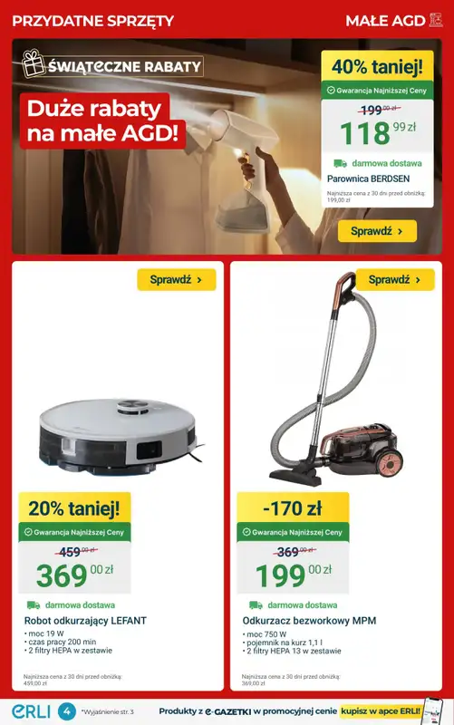 ERLI - gazetka promocyjna HITY CENOWE – małe AGD, meble i wyposażenie! od soboty 20.12 do niedzieli 04.01 - strona 4