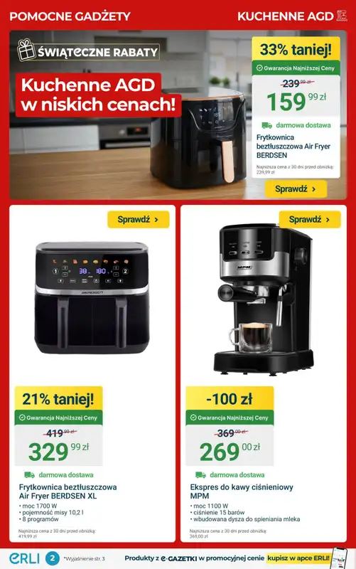 ERLI - gazetka promocyjna HITY CENOWE – małe AGD, meble i wyposażenie! od soboty 20.12 do niedzieli 04.01 - strona 2