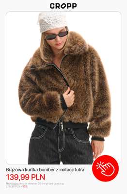 Brązowa kurtka bomber z imitacji futra