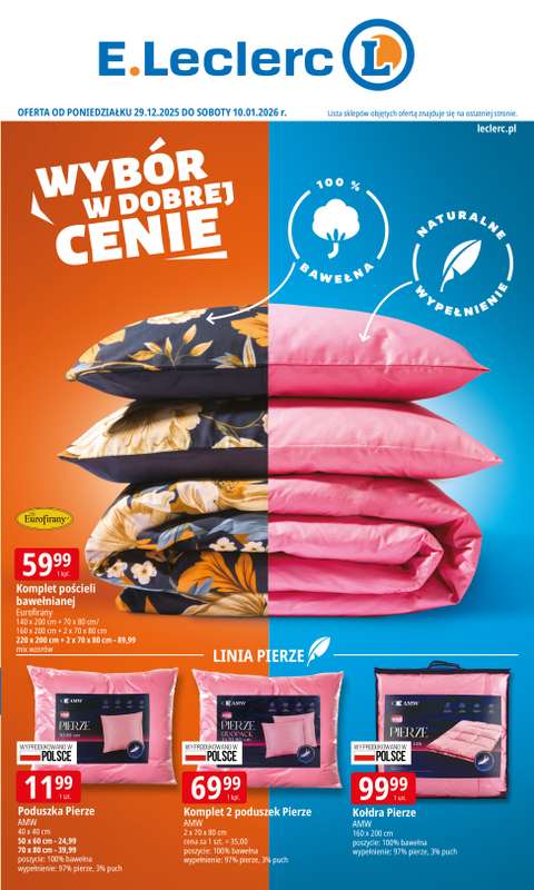 Leclerc - gazetka promocyjna Oferta E.Leclerc I Wybór w dobrej cenie od poniedziałku 29.12 do soboty 10.01