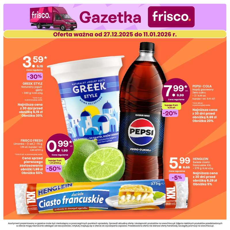 Frisco - gazetka promocyjna Gazetka od poniedziałku 29.12 do niedzieli 11.01