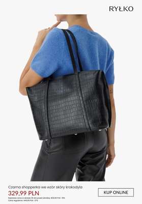 Czarna shopperka we wzór skóry krokodyla