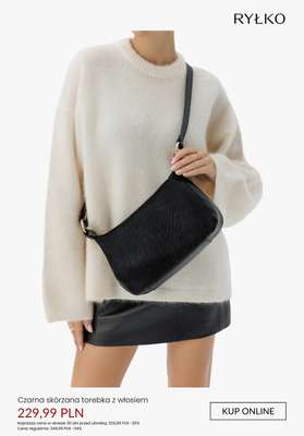 Czarna skórzana torebka z włosiem