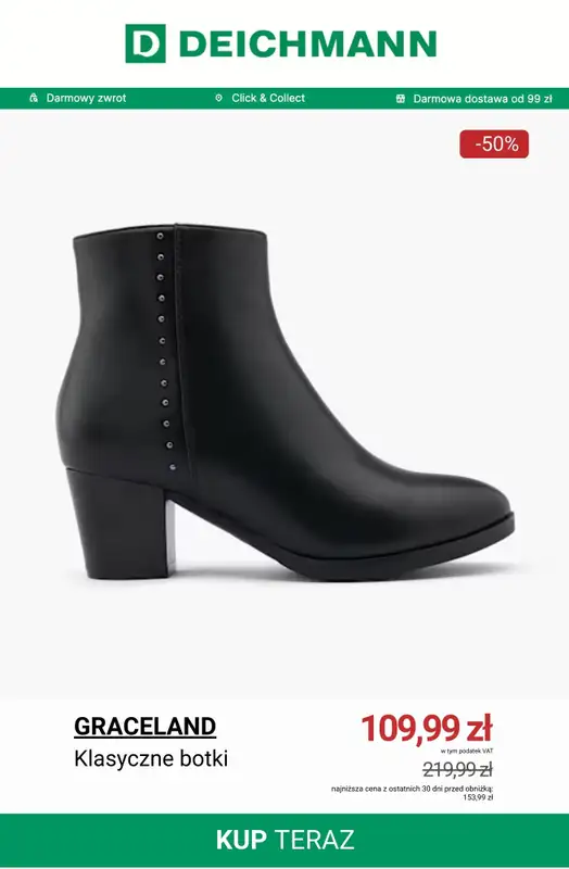 Deichmann - gazetka promocyjna Do -50% botki na obcasie od poniedziałku 29.12  - strona 9