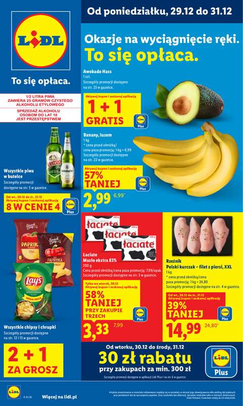 Lidl - gazetka promocyjna Oferta od poniedziałku od poniedziałku 29.12 do środy 31.12