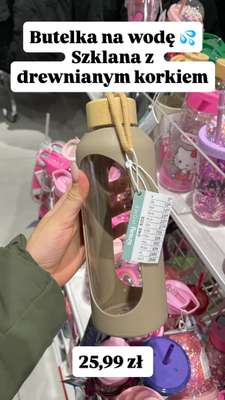 Butelka na wodę szklana z drewnianym korkiem