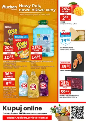 Auchan - gazetka promocyjna Gazetka Racibórz I Nowy Rok, nowe niższe ceny od piątku 02.01 do wtorku 13.01