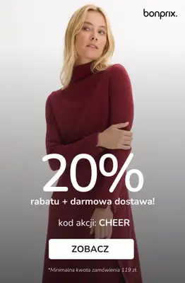 bonprix - gazetka promocyjna 20% rabatu + darmowa dostawa z KODEM! od wtorku 30.12 do czwartku 01.01