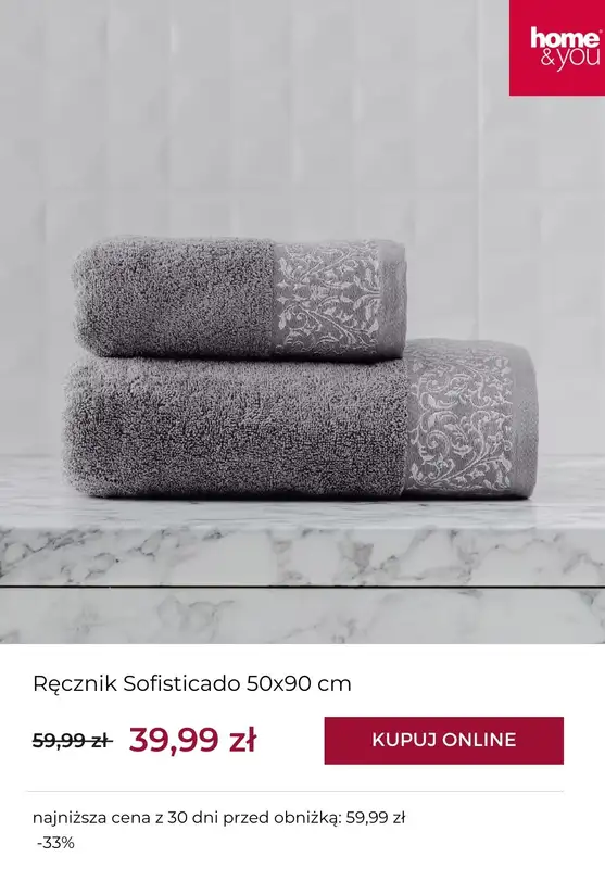 home&you - gazetka promocyjna Tekstylia w supercenach od wtorku 30.12  - strona 9