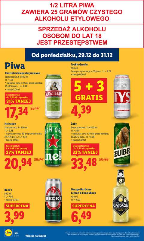 Lidl - gazetka promocyjna Oferta od poniedziałku od poniedziałku 29.12 do środy 31.12 - strona 54