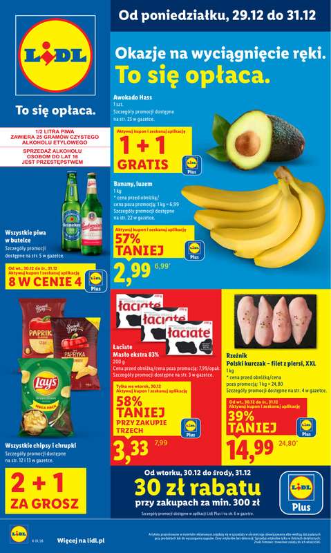 Lidl - gazetka promocyjna Oferta od poniedziałku od poniedziałku 29.12 do środy 31.12