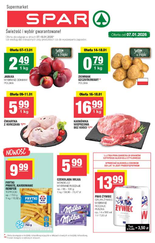 SPAR - gazetka promocyjna Gazetka Spar od środy 07.01 do niedzieli 18.01