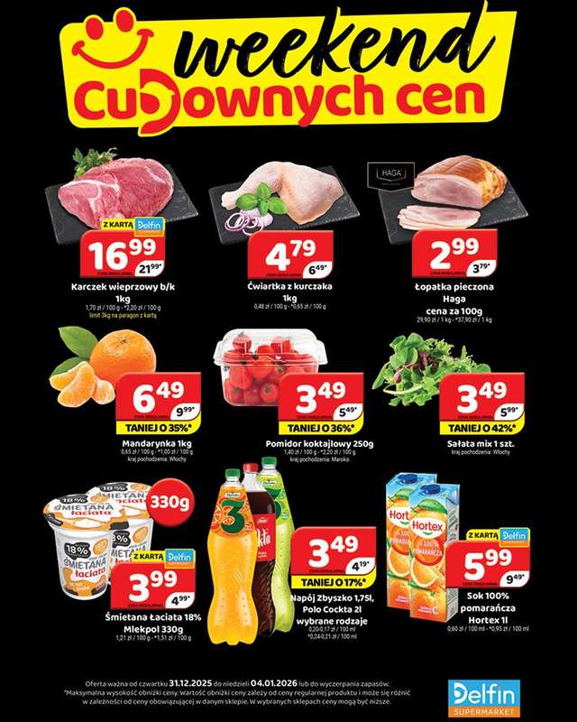 Delfin - gazetka promocyjna Weekend cudownych cen od środy 31.12 do niedzieli 04.01