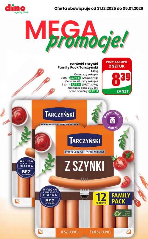 Dino - gazetka promocyjna MEGA promocje! od środy 31.12 do poniedziałku 05.01
