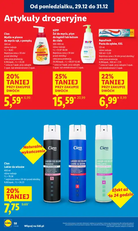 Lidl - gazetka promocyjna Oferta od poniedziałku od poniedziałku 29.12 do środy 31.12 - strona 58