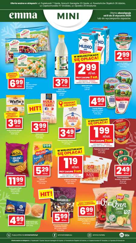 emma MARKET - gazetka promocyjna Plakaty promocyjne Emma Mini od czwartku 08.01 do środy 21.01