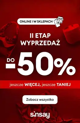 Sinsay - gazetka promocyjna Wyprzedaż do -50% — jeszcze WIĘCEJ, jeszcze TANIEJ od środy 31.12 