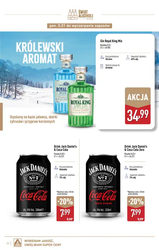 Aldi - gazetka promocyjna Świat alkoholi w Aldi od poniedziałku 05.01 do soboty 31.01 - strona 22