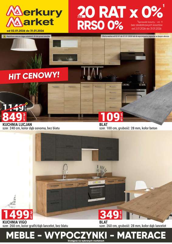 Merkury Market - gazetka promocyjna Meble, wypoczynki, materace od piątku 02.01 do soboty 31.01