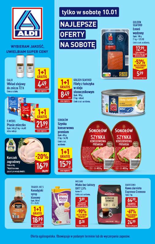 Aldi - gazetka promocyjna Najlepsze oferty na sobotę w Aldi! od soboty 10.01 do soboty 10.01