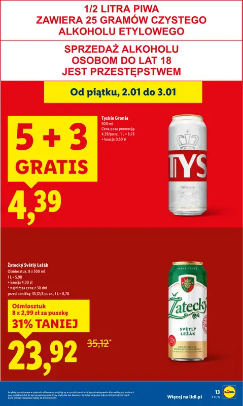 Lidl - gazetka promocyjna Oferta Ważna Od 2.01 Do 3.01 od piątku 02.01 do soboty 03.01 - strona 13