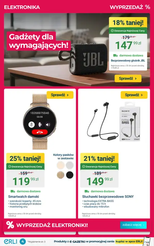 ERLI - gazetka promocyjna DOBRE OKAZJE – małe AGD i elektronika! od poniedziałku 05.01 do niedzieli 11.01 - strona 4