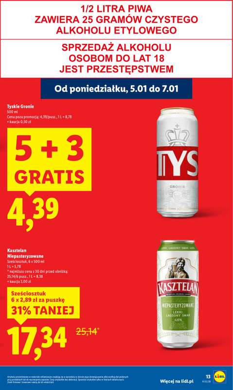 Lidl - gazetka promocyjna Oferta od poniedziałku od poniedziałku 05.01 do środy 07.01 - strona 13