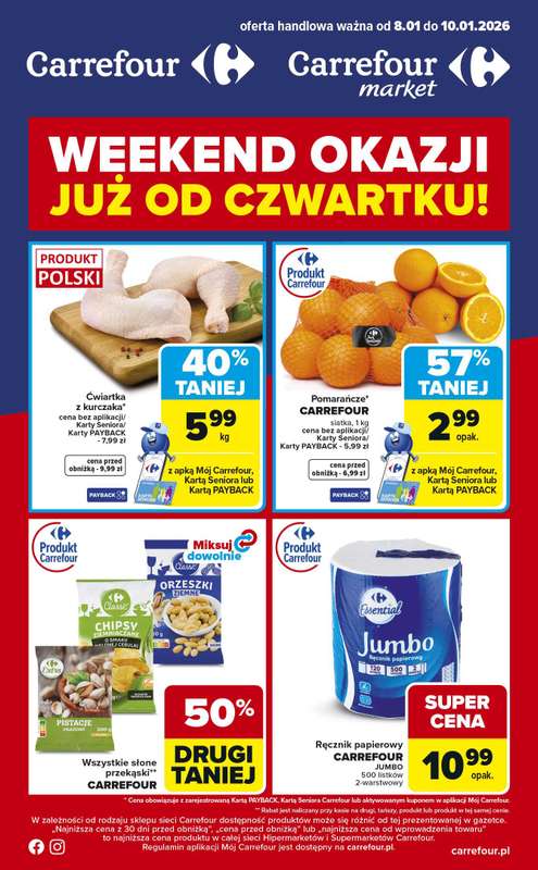 Carrefour Market - gazetka promocyjna Gazetka Weekend promek już od czwartku od czwartku 08.01 do soboty 10.01
