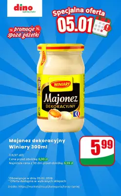Dino - gazetka promocyjna Majonez - oferta na 05.01 | Promocje spoza gazetki od poniedziałku 05.01 do poniedziałku 05.01