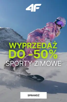 4F - gazetka promocyjna Wyprzedaż do -50% | Sporty zimowe od poniedziałku 05.01 