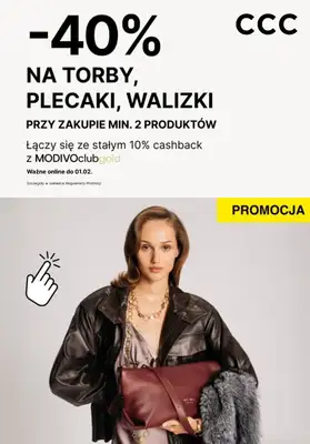 CCC - gazetka promocyjna -40% na torebki, plecaki i walizki od wtorku 06.01 do niedzieli 01.02