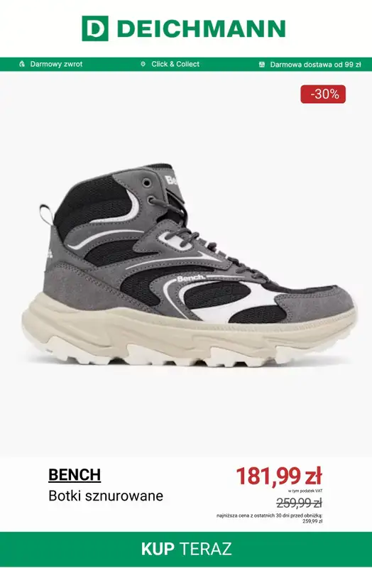 Deichmann - gazetka promocyjna Wyprzedaż butów męskich na zimę od poniedziałku 05.01  - strona 10