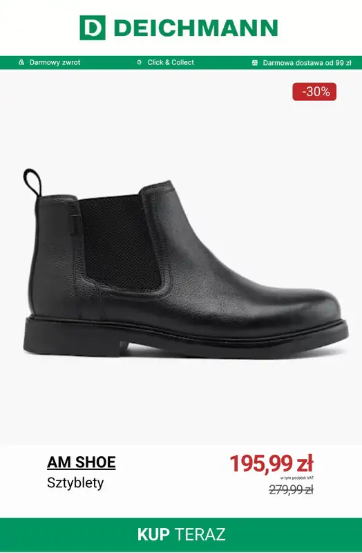 Deichmann - gazetka promocyjna Wyprzedaż butów męskich na zimę od poniedziałku 05.01  - strona 6