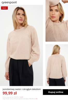 Jasnobeżowy sweter z okrągłym dekoltem