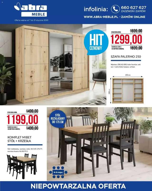 Abra Meble - gazetka promocyjna Niepowtarzalna oferta od środy 07.01 do soboty 31.01