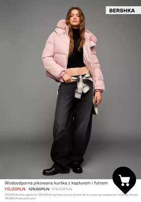 Wodoodporna pikowana kurtka z kapturem i futrem