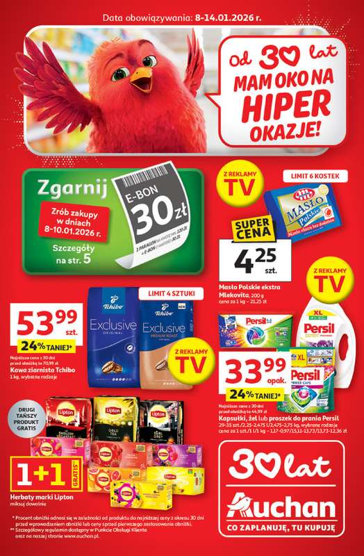 Auchan - gazetka promocyjna Gazetka 30 Lat Hipermarket Auchan od czwartku 08.01 do środy 14.01