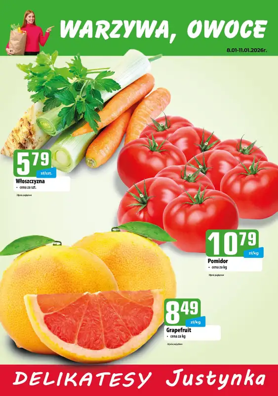 Delikatesy Justynka - gazetka promocyjna Plakaty promocyjne od czwartku 08.01 do niedzieli 11.01