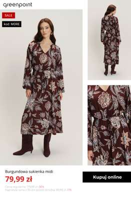 Burgundowa sukienka midi