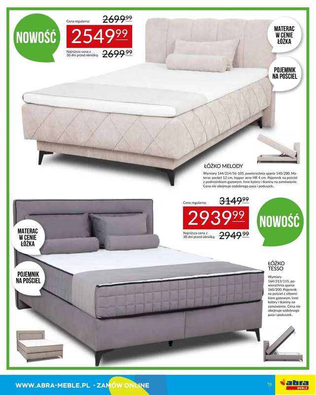 Abra Meble - gazetka promocyjna Gazetka od piątku 09.01 do środy 28.01 - strona 19