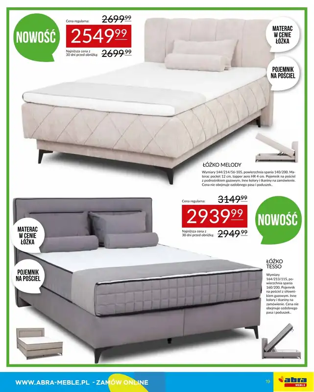 Abra Meble - gazetka promocyjna Gazetka od piątku 09.01 do środy 28.01 - strona 19
