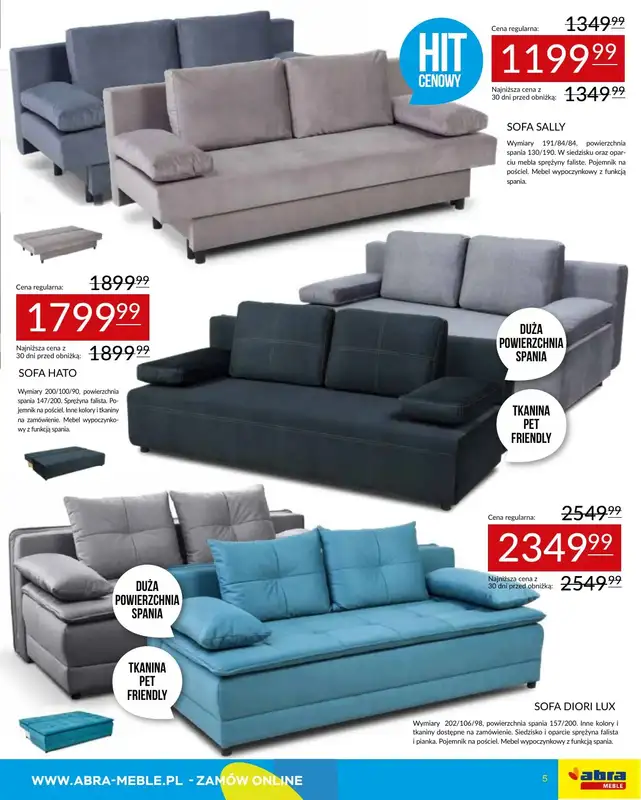 Abra Meble - gazetka promocyjna Gazetka od piątku 09.01 do środy 28.01 - strona 5