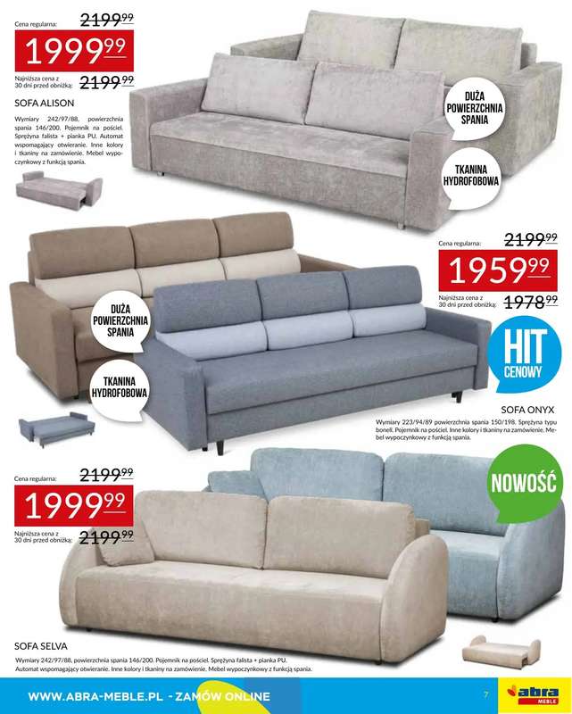 Abra Meble - gazetka promocyjna Gazetka od piątku 09.01 do środy 28.01 - strona 7