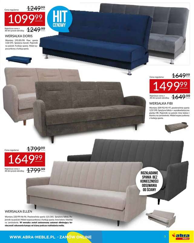 Abra Meble - gazetka promocyjna Gazetka od piątku 09.01 do środy 28.01 - strona 3