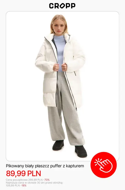 Cropp - gazetka promocyjna Wyprzedaż: kurtki i płaszcze dla niej od czwartku 08.01  - strona 8