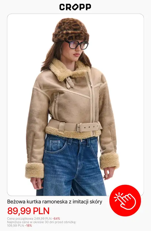 Cropp - gazetka promocyjna Wyprzedaż: kurtki i płaszcze dla niej od czwartku 08.01  - strona 9