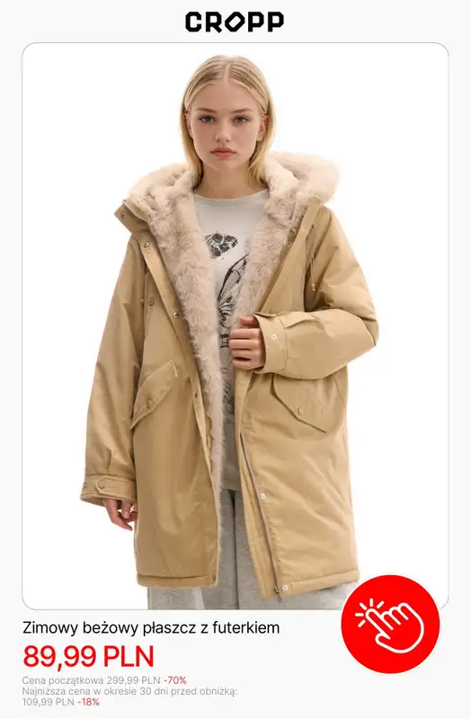 Cropp - gazetka promocyjna Wyprzedaż: kurtki i płaszcze dla niej od czwartku 08.01  - strona 5